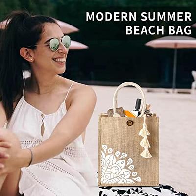 Large-Beach-Bag-Jute-Straw-Bag-Beach-Tote-Burlap-Shoulder-Reusable-Grocery-Shoulder-Handbag  for Women