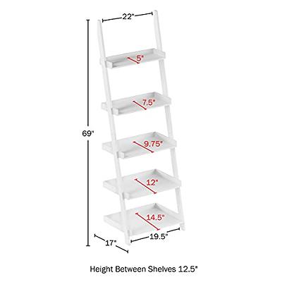 Lavish Home 5-Tier Ladder Bookshelf- Leaning Decorative Shelves for  Display, Walnut