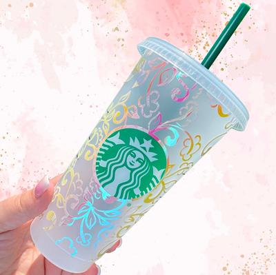 Retro Flower Cold Cup Tumbler Flower Starbucks Cold Cup 