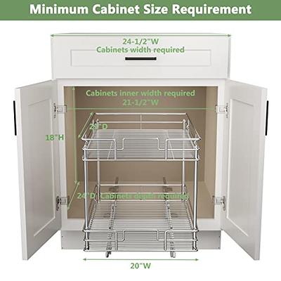 ROOMTEC New Version Pull Out Cabinet Organizer for Base Cabinet (20 W x 21 D), Kitchen Cabinet Organizer and Storage 2-Tier Cabinet Pull Out