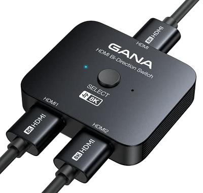 GANA HDMI 2.1 Switch, 8K HDMI Switcher Splitter 2 in 1 Out, Supports  4K@120Hz,8K@60Hz, 48Gbps Aluminum Bi-Directional Ultra HD HDMI Hub  Compatible with PS5/4,Xbox,Roku,Apple TV,Fire Stick - Yahoo Shopping