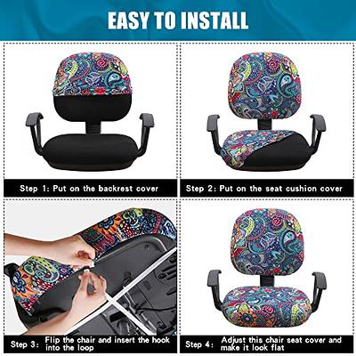 smiry Stretch Jacquard Office Computer Chair Seat Covers, Removable  Washable Anti-dust Desk Chair Seat Cushion Protectors - Black