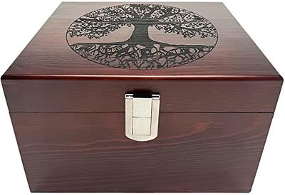 Mela Artisans Wood Keepsake Box with Hinged Lid, 10.5 x 7.5 x 4