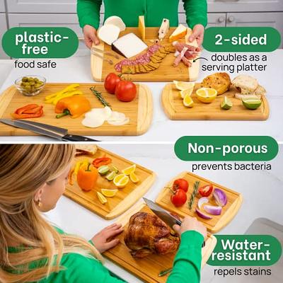 3pcs Bamboo Cutting Chopping Board Set Natural Kitchen Serving BPA Free  Plate