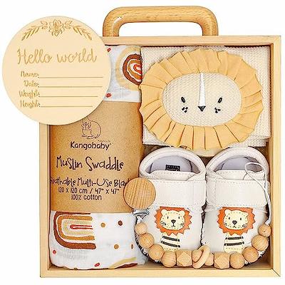 iAOVUEBY Baby Shower Gifts for Girls Boys, Baby Gift Set for Newborn,  Wooden Baby Gifts Basket Infant Swaddle Blanket Elephant Rattle Monthly  Milestones Shoes Pacifier Clip Bibs Baby Gift Essentials - Yahoo