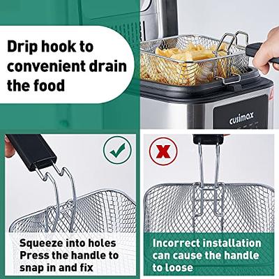 Electric Deep Fryer with Basket and Drip Hook, 2.6Qt Oil Capacity