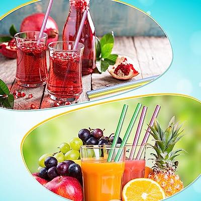 Glass Straws, 6 Sticks, Colourful Glass Straw With Cleaning Brush