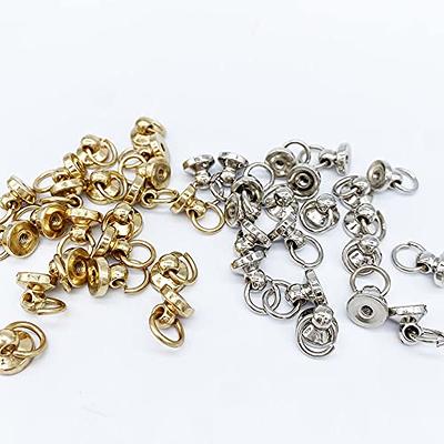 2pcs Brass Ball Studs Rivets O/D Ring for Leather Crossbody Purse Craft,Small