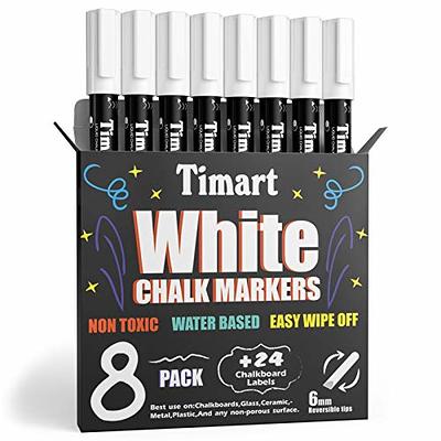 Mr. Pen- White Chalk Markers, 4 Pack, Dual Tip, 8 Assorted Colors, For  Non-Porous Surfaces, Reversible Chisel and Bullet Tip