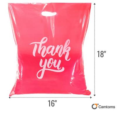 Camtoms Large Plastic Shopping Bags with Handles | Plastic Shopping Bags  for Small Business | Boutique Bags | Large Plastic bags with Handles 