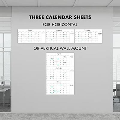 White Board 2024 Calendar 36x48 with 6 Markers, Eraser, Push