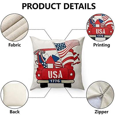 4th of July Decorations Pillow Cases,4 Pack 18x18 Independence Day