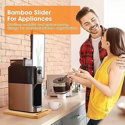 Appliance Slider, Bamboo Sliding Tray for Coffee Maker & Heavy Kitchen  Appliances, Under Cabinet Countertop Appliance Sliding Rolling Tray with  Smooth