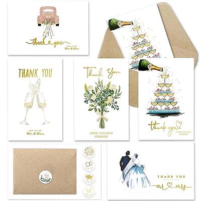 40 Wedding Thank You Cards Wtih Envelopes & Stickers,Greeting Note Blank  Cards,Gold Foil,From The New Mr & Mrs,For Wedding Invitation,Bridal Shower  4 X 6 In - Yahoo Shopping