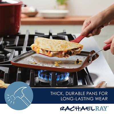Rachael Ray 2-Quart Nonstick Induction Straining Saucepan, Aluminum, Teal, Create Delicious Collection