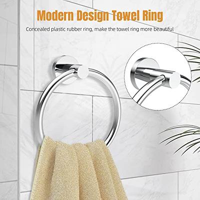 NearMoon 2 Pieces Bathroom Hardware Accessories, Towel Ring and Toilet Paper Holder- Stainless Steel Bathroom Towel Hanger and Hand Towe