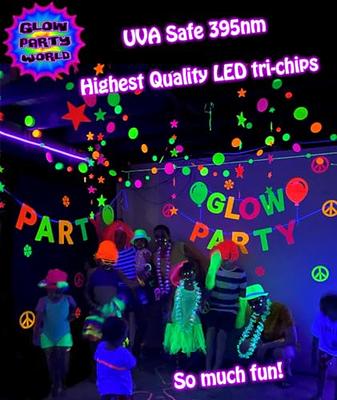 Black Lights for Glow Party! 115W Blacklight LED Strip kit. 4 UV Lights to  Surround Your