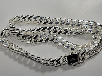 6mm 925 Solid Miami Cuban Sterling Silver Box Lock Chain Real