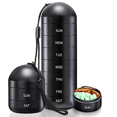 TWO AM/PM Weekly Pill Box Case Organizer Medicine Vitamins 7 Day Holder  Travel