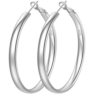 Lucky Brand Women's Gold Large Tubular Hoop Earrings, One Size