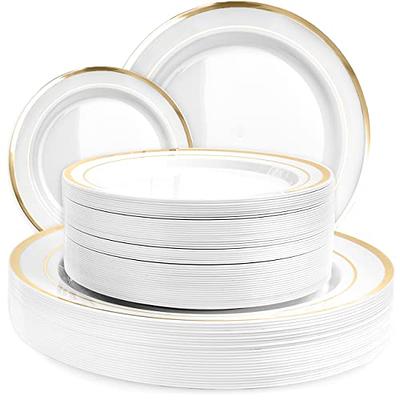 100 Clear Plastic Plates - 6.25 Inch Disposable Plates, Fancy Dessert  Plates, Hard Round Party Plates, Elegant Appetizer Plates, Heavy Duty  Wedding Plates