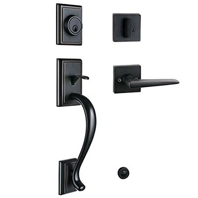 HISAFE Heavy Duty Smart Electronic Double Door Handleset with keypad Lock  for Front Door, Keyed & Dummy Set, Matte Black Finish