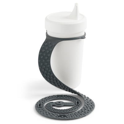 Booginhead Silicone SippiGrip Universal Cup & Toy Tether, Charcoal Gray, Black