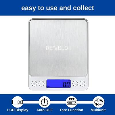 DE'VELO Accurate Digital Kitchen Scale for Food with Weight