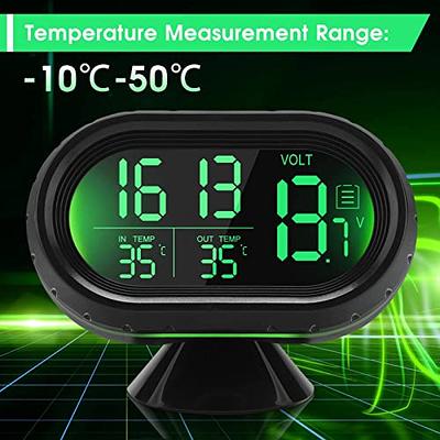 2-in-1 Car Clock Thermometer with Blue Backlight Battery Powered  Multifunctional Car Digital Clock Temperature Gauge for Automobile 