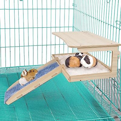 Dawf Hamster Wooden House Detachable Roof Climbing Ladder for Sugar Glider