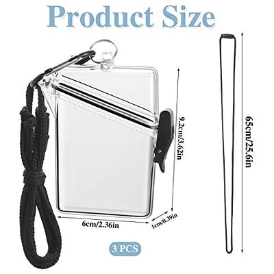 Waterproof ID Card Badge Holder Case Waterproof Sports Case Vertical Badge  Holders with Lanyard and Keychain (3 Pack)