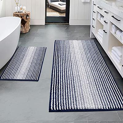 AMOAMI Upgraded Waffle Bath Mat, Super Absorbent Non Slip Bath Mats for  Bathroom Floor, Machine Washable Bathroom Rugs with Tassels, Rubber Backed