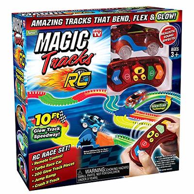 Ontel Magic Tracks Monster Truck Rally Glow in The Dark Racetrack Set with  10 Feet of Speedway