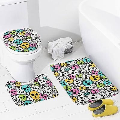 H.VERSAILTEX Bathroom Rugs Bath Rug Set 2 Piece Bathroom Contour Rug Toilet  Mat Sets Non Slip Contour Bath Rug Ultra Thick Water Absorbent Striped