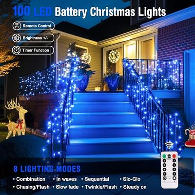 JMEXSUSS 33ft 100 LED Blue Lights for Christmas Tree Decor, 8 Modes Blue  Christmas Lights Indoor Outdoor Waterproof Plug in, Clear Wire Blue Fairy