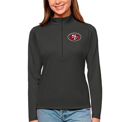 Women's Antigua White San Francisco 49ers Wordmark Victory Full-Zip Hoodie