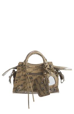 Balenciaga Hourglass S Logo-print Canvas Bag In Beige Brown