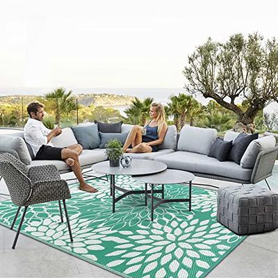 HOMEIDEAS Outdoor Rug, Waterproof Patio Plastic Straw Rugs, RV