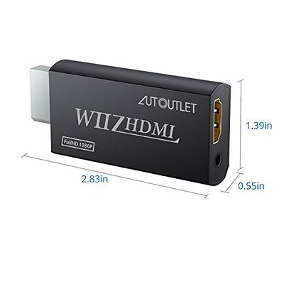Wii to HDMI Converter Adapter 1080p 720p HD Upscale 3.5mm Audio Output  Black