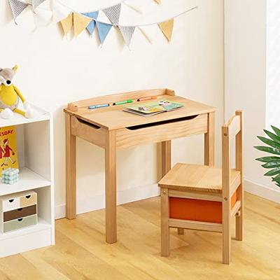 Wooden Lift-Top Desk & Chair - Honey - Furniture