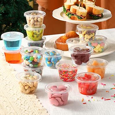 1000 Pack Jelly Shot Cups with Lids Plastic Small Containers Portion Cups  Disposable Souffle Cups Sauce Cups Salad Dressing Container Plastic Food