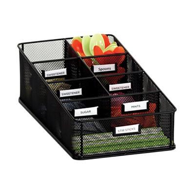 Safco Mesh Desk Organizer, Eight Sections, Steel, 19 1/2 x 11 1/2 x 8 1/4,  Black