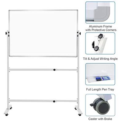  Mobile Whiteboard with Stand - 48x36 Double Sided Dry Erase  Board with Stand, Large White Board on Wheels for Office, Rolling Magnetic  Whiteboard with Pen Tray for Meeting, Training by