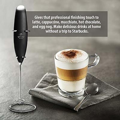  Powerful Handheld Milk Frother, Mini Milk Frother, Battery  Operated Stainless Steel Drink Mixer - Milk Frother Stand for Milk Coffee,  Lattes, Cappuccino, Frappe, Matcha, Hot Chocolate. Great Gift.: Home &  Kitchen