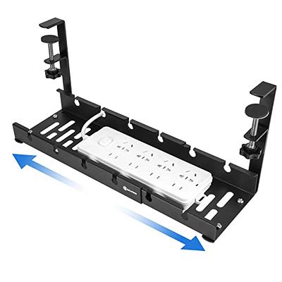 Under Desk Cable Management Tray - No-Drill Clamp Mount Steel Cord