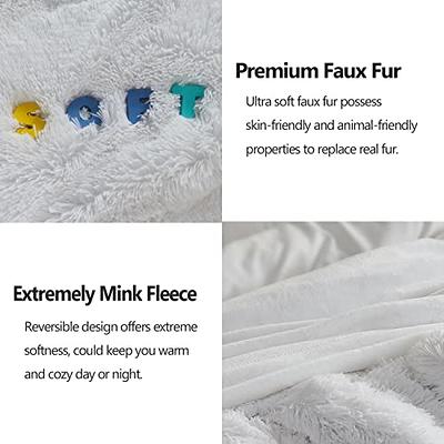 BENVWE Faux Fur Throw Blanket Fleece Bubble Blanket, Soft,Cozy and Thick  Blanket Plush Fluffy Blanket for Couch Chair Bed 51x63 Inches White