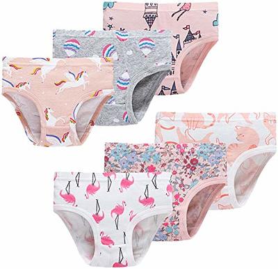 6 Packs Girls Cotton Underwear Briefs Kids Breathable Panties 2T