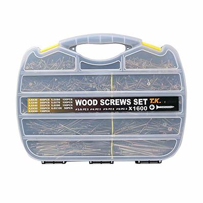 T.K.Excellent Wood Screw Phillips Flat Head Drywall Chipboard Screw  Assortment Kit,1600 Pcs - Yahoo Shopping