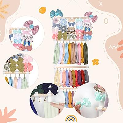 POVETIRE Bow Holder for Girls Hair Bows,Macrame Hanging Hair Bow Organizer  Hair Clips Organizer Storage Hair Accessory Display for Wall Room Baby
