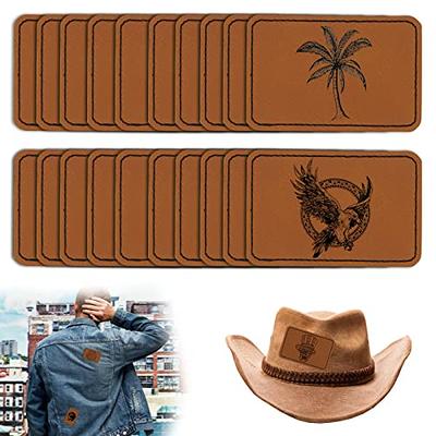 80 Pcs Blank Leatherette Hat Patches with Adhesive Oval Laserable  Leatherette